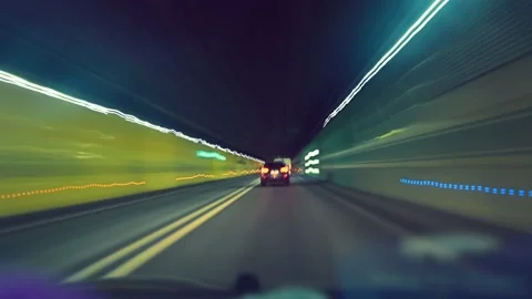 Time lapse point of view of car crossing the Frejus tunnel Stock Footage 232798661