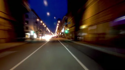 Time-lapse point of view of traffic on the streets of Saint Petersburg at night. Stock Footage 55213790
