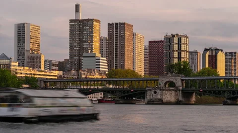 Time Lapse at Pont de Bir Hakeim Bridge in Paris Stock Footage 197350358