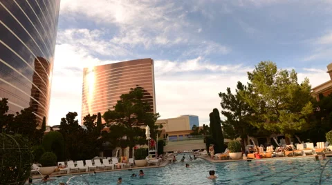 Las Vegas Paris Hotel Pool Party Swimmin, Stock Video