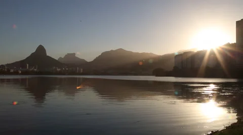 Time lapse por do sol lagoa Stock Footage 50667934