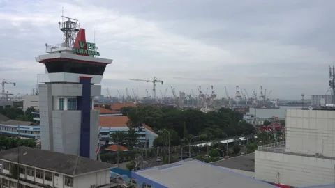 Time lapse port activity and VTS Vessel Traffic Service of Surabaya 스톡 동영상 232470480