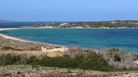 Time lapse porto pollo panoramic view windy cloudy seascape Stock Footage 104989253