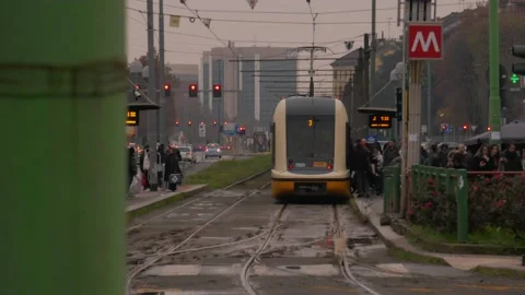 Time Lapse Post-Rain in Abbiategrasso Tram Stop Stock Footage 228815906
