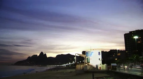 Time lapse at "Posto 8", Ipanema beach, Rio's south zone Stock Footage 50414028