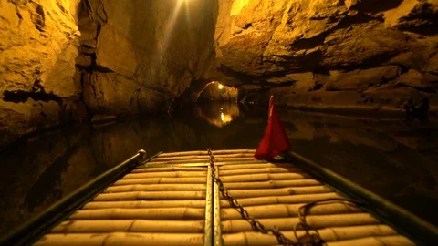 Time Lapse POV - Boat Navigates Through Trang An Cave Network - Ninh Binh  - Stock Footage 87208028