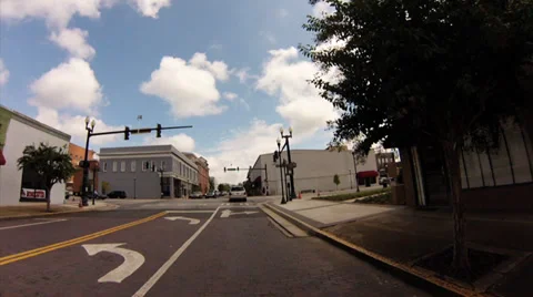 Time lapse, POV drive through Thomasville Georgia, USA downtown time lapse Stock Footage 28361443