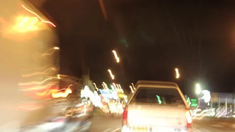 Time Lapse POV Driving on New South Wales Highway at Night with Blurred Headligh Stock Footage 341695254