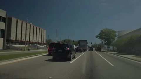 Time Lapse POV Editorial Use Only April 14, 2025. Drive south on 49th St N. Pine Stock Footage 306901463