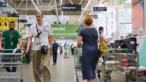Time Lapse. POV. Movement on the hardware store between the shelves and sections Stock Footage 117376789