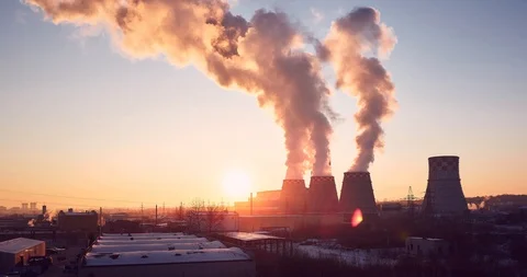 Time lapse of a Power Plant at sunset. Russia, Blagoveshchensk Stock Footage 123032015