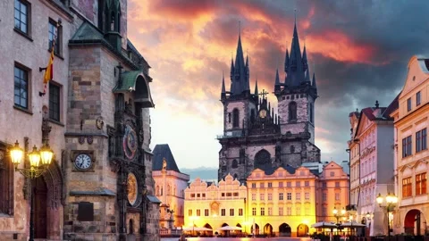 Time lapse of Prague, Czech Republic. Old Town Square Praha city. Stock Footage 329289407