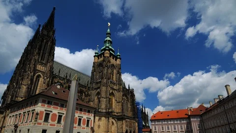Time Lapse of Prague with St. Vitus Cathedral Famous Czech Sightseeing Building Video stock 98736161