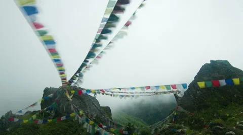 Time lapse of prayer flags in Namche, Nepal Stock Footage 62388783