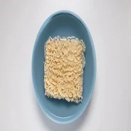 Time-Lapse: Preparing A Quick Noodles In Blue Bowl (Top View, Square) Stock Footage