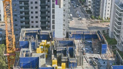 Time lapse of the process of constructing a multi-storey building, pouring Stock Footage 252256931