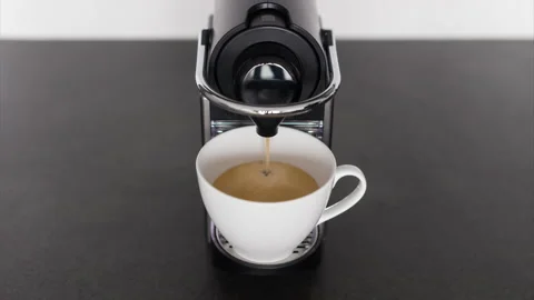 Time lapse of process of preparing of cup of coffee using capsule coffee machine Stock-Footage 236497504