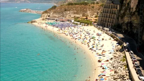 Time-lapse of a public beach in Tropea, Italy in 2019. Stock Footage 131670575