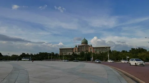 Time lapse at public mall with administrative building at background Stock Footage 59915566
