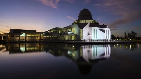 Time Lapse Of Public Mosque At Seri Iskandar,Malaysia.4K . Stock Footage 122120007