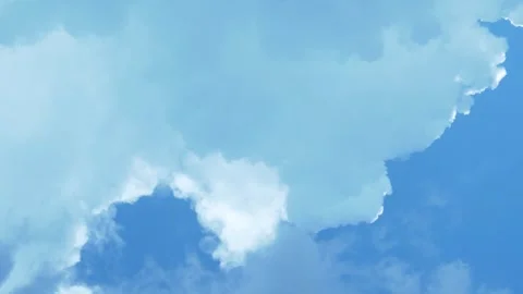 Time Lapse Puffy Rainy White Gray Black Clouds Covering Blue Sunny Sky. Aerial V Stock Footage 253788971