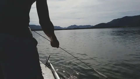 Time lapse. Pulling the net back into the boat. Fishing a blue crab. Stock Footage 120097610