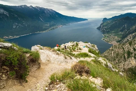 Time lapse Punta Laici view at Limone sul garda and lake garda Stock Footage 138920328