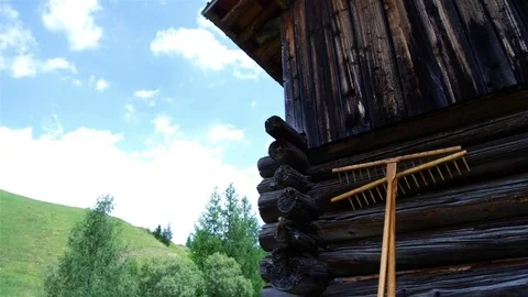 Time lapse racks resting on barn Video stock 79564624