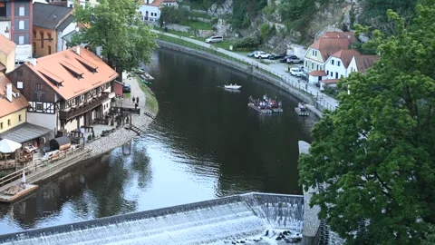 Time Lapse Rafting on Vltava river in Cesky Krumlov, Czech Republic Video stock 250201027