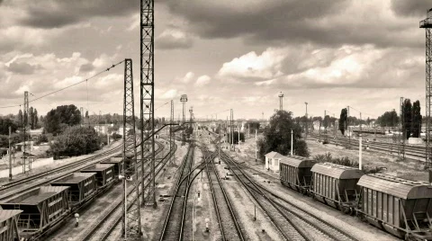 Time Lapse Railway switchyard. Stock Footage 450939