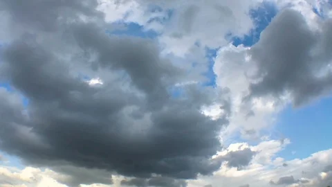 Time-lapse of the rain cloud moving and transforming with the wind, Wide angle Stock Footage 90987972