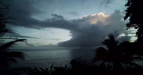 Time-Lapse Rain Clouds Over Ocean/Early Morning 4K Stock Footage 152916622