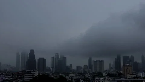 Time-lapse of Rain clouds sweep over Bangkok Stock Footage 318344449