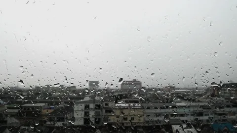Time lapse, Rain droplet on the window glass Stock Footage 91478106
