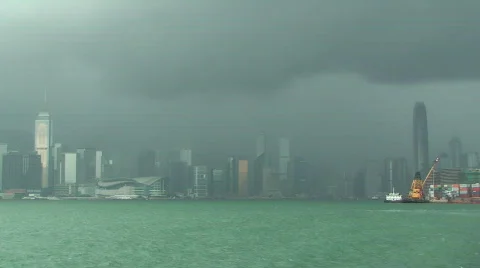 Time Lapse Of Rain Storm Over Hong Kong Stock Footage 446363