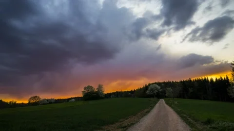 Time Lapse Rain Sunset Way Forest Schwarzwald Germany 4K Stock Footage 176841798
