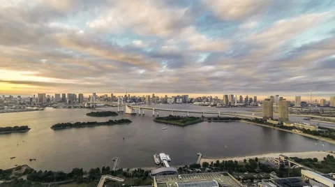 Time lapse rainbow bridge view at Tokyo Bay Stock Footage 49500881