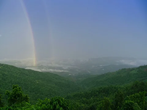 Time Lapse Of Rainbow Mountain Mist at Phu Chee Pha Mountain. Stock Footage 75770155