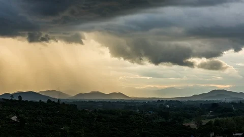Time lapse of raining and storm clouds over the Mountain Village (pan shot) Stock Footage 96189170