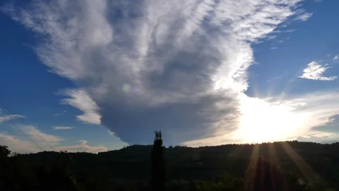 Time lapse: rays light of sunset and blue skye Stock Footage 116990654