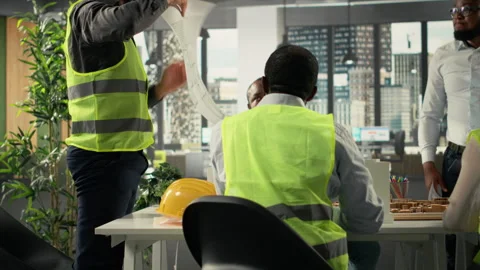 Time lapse of real estate developers and architects in workspace Stock Footage 320032387