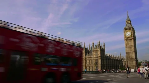 Time lapse with red buses and big ben in london, england Stockbeeldmateriaal 40669822