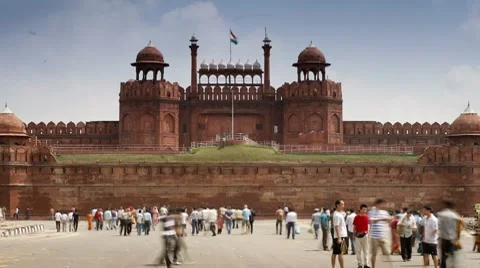 Time lapse of the Red Fort, Old Delhi, India  Stock Footage