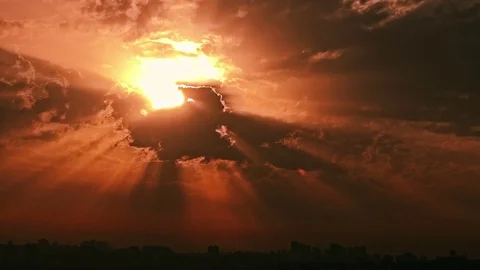 Time lapse red sunset on a cloudy sky Stock Footage 78118573