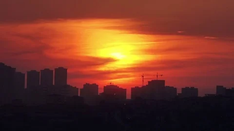 Time Lapse red sunset, Istanbul Stock Footage 76526931