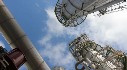 Time lapse of refining tower Stock Footage 39859688