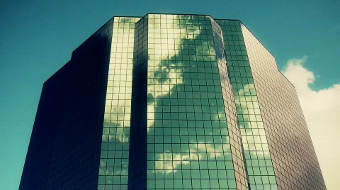 Time Lapse of Reflection of Clouds off a Building - Clip 1 Stock Footage 716723