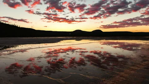 Time Lapse Reflection Of Dramatic Clouds In Water Over Landscape During Sunset - Stock Footage 160327608