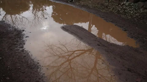 Time lapse of reflective images on the puddle of muddy water Stock Footage 59159032