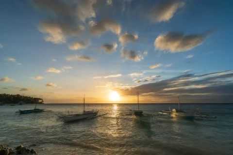 Time lapse Relaxing sunset evening at philippine beach Stock Footage 138894395